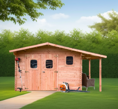 Abri Dommar, Douglas Madriers 28mm, 4.90 x 4.00m, 19.70m²