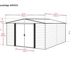 Abri Métal, grand volume, imitation bois, 3.10 x 3.70, 11.50m²