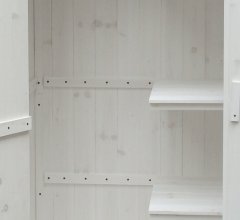 Armoire cabine de rangement équipée de 3 étagères, Bois lasurée finition blanc, 0.65 x 0.44 m,  0.28m²