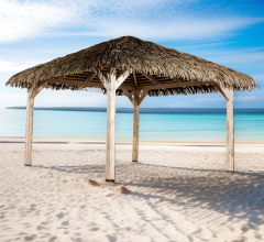 Pool house Playa couverture exotique, Sapin du nord contrecollé 3.50m x 3.50m, 12.25m²