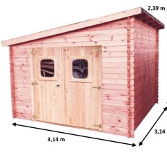 Abri Danube, Douglas Madriers 28mm, 3.15 x 3.15m, 10.00m²