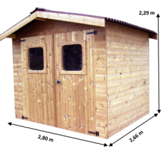 Abri Thiers, THT Madriers 19mm, 2.80 x 2.70m, 7.50m²