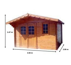Abri Donzy, Epicéa Madriers 28mm, 3.60 x 3.60, 13.20m²