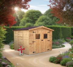 Abri Eden, Epicéa panneaux 16mm, 2.40 x 2.40m, 7.20m²