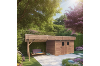 Abri Thalasso avec bûcher, THT Madriers 28mm, 2.79 x 3.00m, 8.76m²