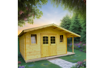 Abri Balmont, Madriers épicéa 28mm, 4.0 x 5.0m, 20m²