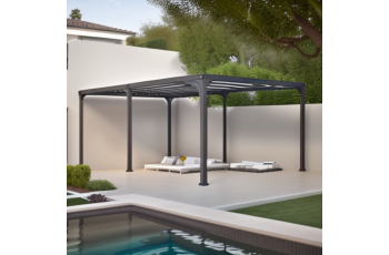 Pergola Bioclimatique avec ventelles, Aluminium gris anthracite, 3.60 x 6.00m, 21.60m²