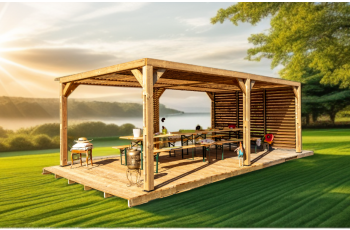 Pergola Thermauvent  avec ventelles mobiles sur mur, THT, 3.40 x 6.20 m, 21.0m²