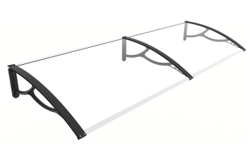 Marquise extra large pour porte de garage et fenêtre extra large 80 x 200 cm / support mural plastique / polycarbonate compact 3 mm
