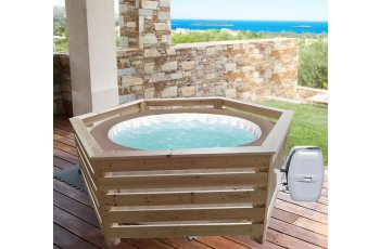 Habillage hexagonal pour spas et piscines gonflables, Bois, 2.35 x 1.84 m, 4.30m²