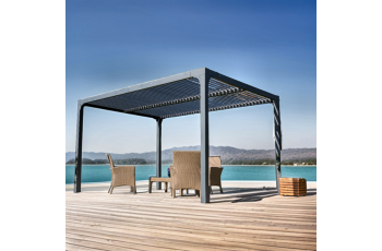 Pergola Bioclimatique avec ventelles, Aluminium gris anthracite, 3.60 x 3.00m, 10.80m²