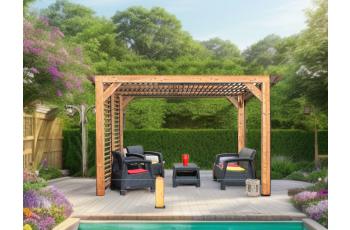 Pergola Thermauvent avec ventelles mobiles sur le toit et un mur, THT, 2.30 x 3.10 m, 7.10m²