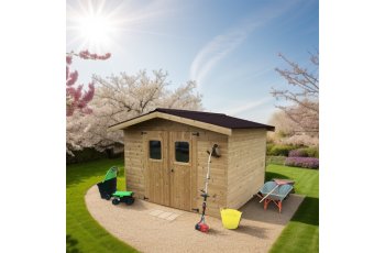 Abri Thermabri, Epicéa THT madriers 28mm, 3.40 x 3.50m, 12m²