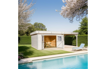 Abri Kemper, Epicéa madriers 28mm, 7.10 x 4.00m, 29.00m²