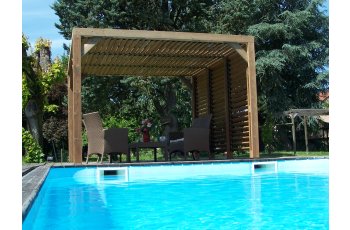Pergola Thermauvent avec ventelles / 1 coté et toit, THT, 3.40 x 3.10m, 10.70m²