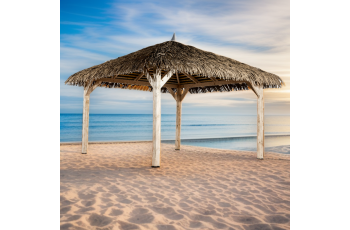 Pool house Playa couverture exotique, Sapin du nord contrecollé 3.50m x 3.50m, 12.25m²