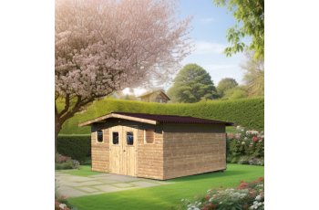 Abri Thermabri, Epicéa THT madriers 28mm, 4.30 x 3.50m, 15.10m²